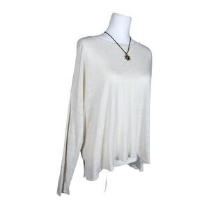 Eileen Fisher Cream Knit Long Sleeve Top Size XL Minimalist Flowy Linen Capsule
